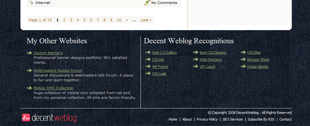 Decent Weblog footer design